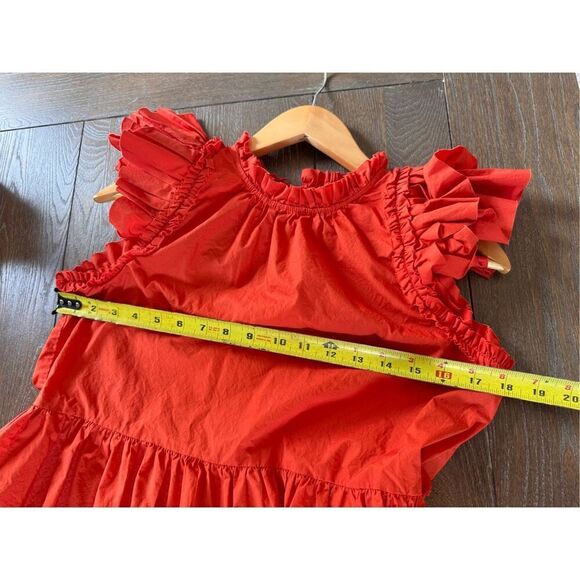 ULLA JOHNSON Joan Ruffled A-line Dress In Orange Size 2 - Picture 8 of 10